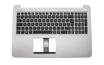 Keyboard incl. topcase DE (german) black/silver with backlight original suitable for Asus R516UW