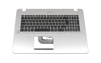 Keyboard incl. topcase DE (german) black/silver with backlight original suitable for Asus X705UD