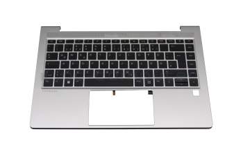 Keyboard incl. topcase DE (german) black/silver with backlight original suitable for HP ProBook 445 G8