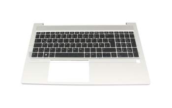 Keyboard incl. topcase DE (german) black/silver with backlight original suitable for HP ProBook 455 G10