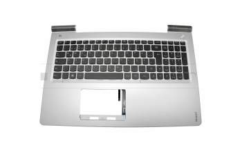 Keyboard incl. topcase DE (german) black/silver with backlight original suitable for Lenovo IdeaPad 700-15ISK (80RU)