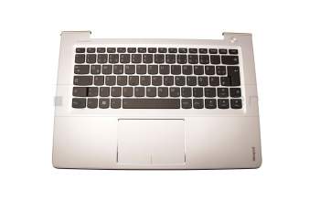 Keyboard incl. topcase DE (german) black/silver with backlight silver border original suitable for Lenovo IdeaPad 510S-14IKB (80UV)