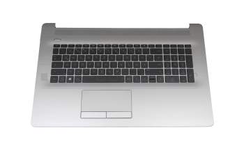 Keyboard incl. topcase DE (german) black/silver with backlight with ODD original suitable for HP 470 G7