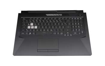 Keyboard incl. topcase DE (german) black/transparent/black with backlight original suitable for Asus FX706HC