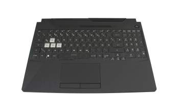 Keyboard incl. topcase DE (german) black/transparent/black with backlight original suitable for Asus TUF Gaming F15 FX506HEB