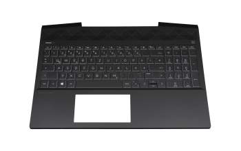 Keyboard incl. topcase DE (german) black/white/black with backlight original suitable for HP Pavilion Gaming 15-cx0000