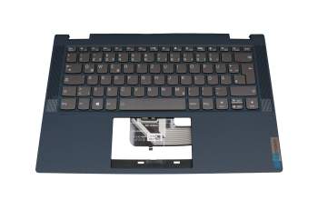 Keyboard incl. topcase DE (german) dark grey/blue with backlight blue original suitable for Lenovo IdeaPad Flex 5-14ALC05 (82HU)