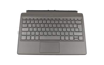 Keyboard incl. topcase DE (german) grey/black with backlight original suitable for Lenovo IdeaPad Miix 520-12IKB (20M3/20M4/81CG)