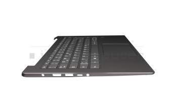 Keyboard incl. topcase DE (german) grey/grey with backlight (fingerprint) original suitable for Lenovo IdeaPad 530S-14IKB (81EU)