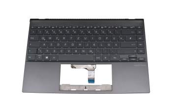 Keyboard incl. topcase DE (german) grey/grey with backlight original suitable for Asus UM425UA