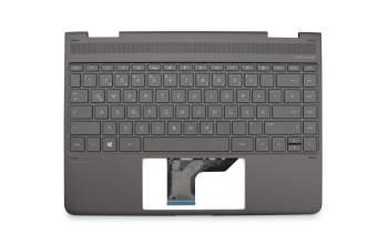 Keyboard incl. topcase DE (german) grey/grey with backlight original suitable for HP Spectre x360 13-ae000