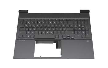 Keyboard incl. topcase DE (german) grey/grey with backlight original suitable for HP Victus 16-e0000