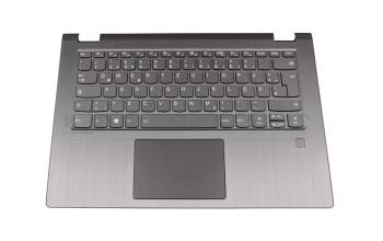 Keyboard incl. topcase DE (german) grey/grey with backlight original suitable for Lenovo Flex 6-14IKB (81EM)