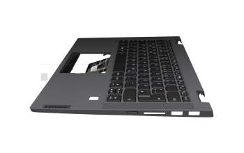 Keyboard incl. topcase DE (german) grey/grey with backlight original suitable for Lenovo IdeaPad Flex 5-14ARE05 (81X2)