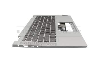 Keyboard incl. topcase DE (german) grey/grey with backlight original suitable for Lenovo IdeaPad Flex 5-14ARE05 (82DF)