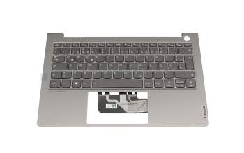 Keyboard incl. topcase DE (german) grey/grey with backlight original suitable for Lenovo ThinkBook 13s G2 ITL (20V9)