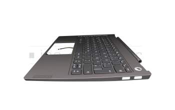Keyboard incl. topcase DE (german) grey/grey with backlight original suitable for Lenovo ThinkBook 13s IWL (20R9)
