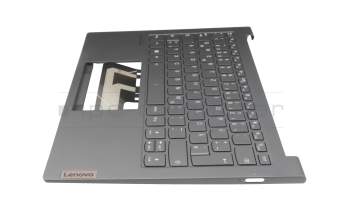 Keyboard incl. topcase DE (german) grey/grey with backlight original suitable for Lenovo ThinkBook 13x ITG (20WJ)