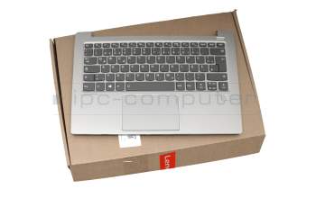 Keyboard incl. topcase DE (german) grey/silver with backlight (fingerprint) original suitable for Lenovo IdeaPad 530S-14IKB (81EU)