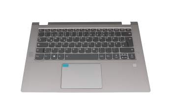 Keyboard incl. topcase DE (german) grey/silver with backlight original suitable for Lenovo Flex 6-14IKB (81EM)
