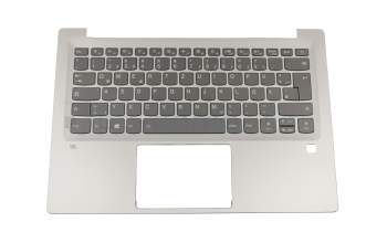 Keyboard incl. topcase DE (german) grey/silver with backlight original suitable for Lenovo IdeaPad 720s-14IKB (80XC/81BD)