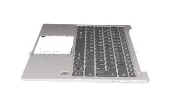 Keyboard incl. topcase DE (german) grey/silver with backlight original suitable for Lenovo IdeaPad 730S-13IWL (81JB)