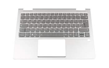 Keyboard incl. topcase DE (german) grey/silver with backlight original suitable for Lenovo Yoga 730-13IKB (81CT)
