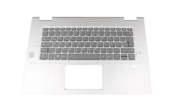 Keyboard incl. topcase DE (german) grey/silver with backlight original suitable for Lenovo Yoga 730-15IWL (81JS)