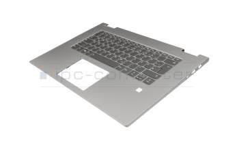 Keyboard incl. topcase DE (german) grey/silver with backlight original suitable for Lenovo Yoga 730-15IWL (81JS)