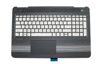 Keyboard incl. topcase DE (german) silver/black with backlight original suitable for HP Pavilion 15-bc000