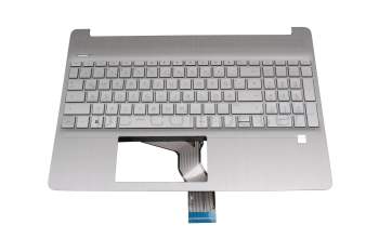 Keyboard incl. topcase DE (german) silver/silver (Fingerprint) original suitable for HP 15s-fq4000