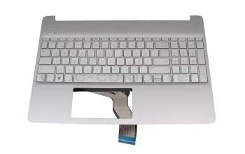 Keyboard incl. topcase DE (german) silver/silver original suitable for HP 15s-fq3000