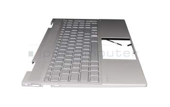 Keyboard incl. topcase DE (german) silver/silver with backlight (DSC Grafik) original suitable for HP Envy x360 15-ed1000
