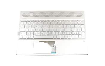 Keyboard incl. topcase DE (german) silver/silver with backlight (UMA graphic) original suitable for HP Pavilion 15-cs0400