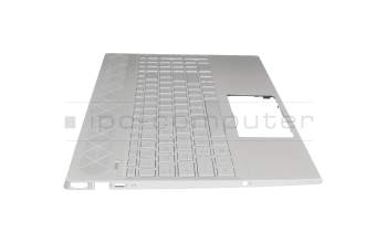 Keyboard incl. topcase DE (german) silver/silver with backlight (UMA graphic) original suitable for HP Pavilion 15-cw1400