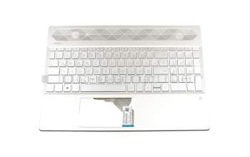 Keyboard incl. topcase DE (german) silver/silver with backlight (UMA graphics) original suitable for HP Pavilion 15-cs1000