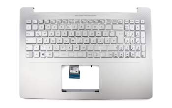 Keyboard incl. topcase DE (german) silver/silver with backlight (for models without HDD) original suitable for Asus ZenBook UX501VW