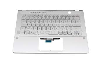 Keyboard incl. topcase DE (german) silver/silver with backlight original suitable for Asus ROG Zephyrus G14 GA401IV