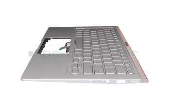 Keyboard incl. topcase DE (german) silver/silver with backlight original suitable for Asus ZenBook 14 UX433FA