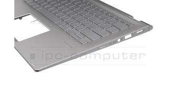 Keyboard incl. topcase DE (german) silver/silver with backlight original suitable for Asus ZenBook Flip 14 UM462DA