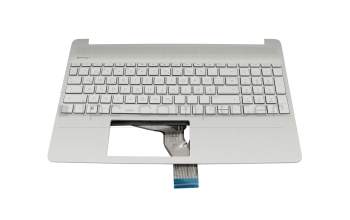 Keyboard incl. topcase DE (german) silver/silver with backlight original suitable for HP 15s-fq2000