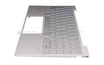Keyboard incl. topcase DE (german) silver/silver with backlight original suitable for HP Envy 13-ba1000
