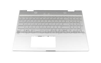 Keyboard incl. topcase DE (german) silver/silver with backlight original suitable for HP Envy x360 15-cn1800