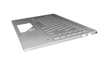 Keyboard incl. topcase DE (german) silver/silver with backlight original suitable for HP Pavilion 14-ce0100