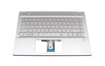 Keyboard incl. topcase DE (german) silver/silver with backlight original suitable for HP Pavilion 14-ce2000