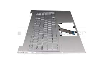 Keyboard incl. topcase DE (german) silver/silver with backlight original suitable for HP Pavilion 15-eg3