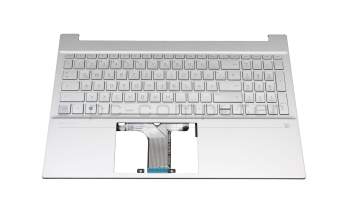 Keyboard incl. topcase DE (german) silver/silver with backlight original suitable for HP Pavilion 15-eg3000