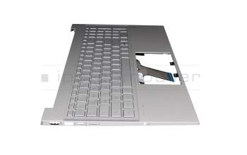 Keyboard incl. topcase DE (german) silver/silver with backlight original suitable for HP Pavilion 15-eg3000