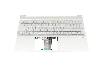 Keyboard incl. topcase DE (german) silver/silver with backlight original suitable for HP Pavilion 15-eg3000