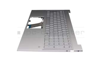 Keyboard incl. topcase DE (german) silver/silver with backlight original suitable for HP Pavilion 15-eh0000